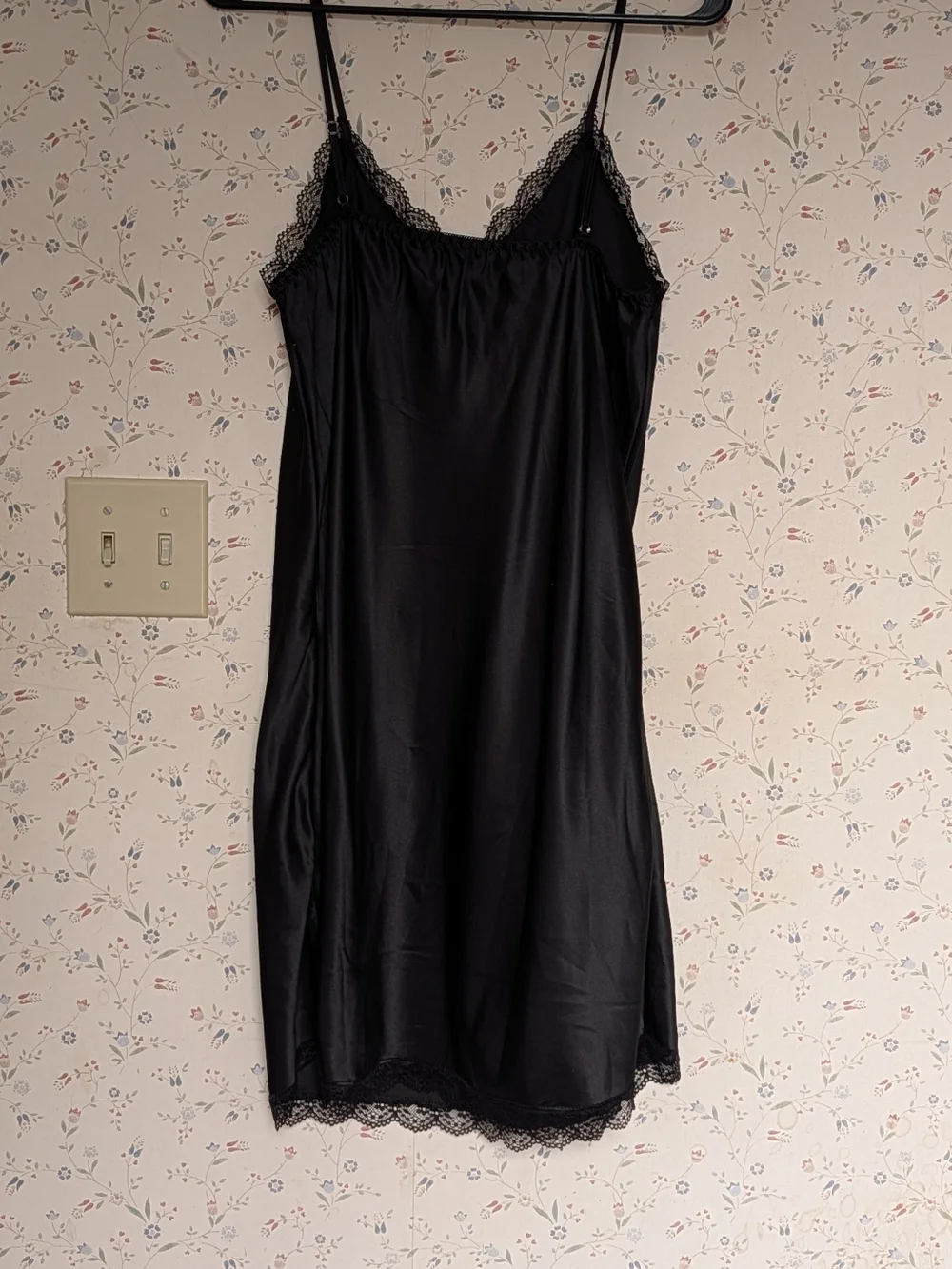 Black Lace Slip Dress Large Night Out Layer Piece Event Feminine Delicate